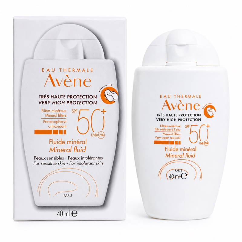 خرید ضدآفتاب مینرال فلوئید آووان + SPF50 حجم 40 میل (اورجینال)